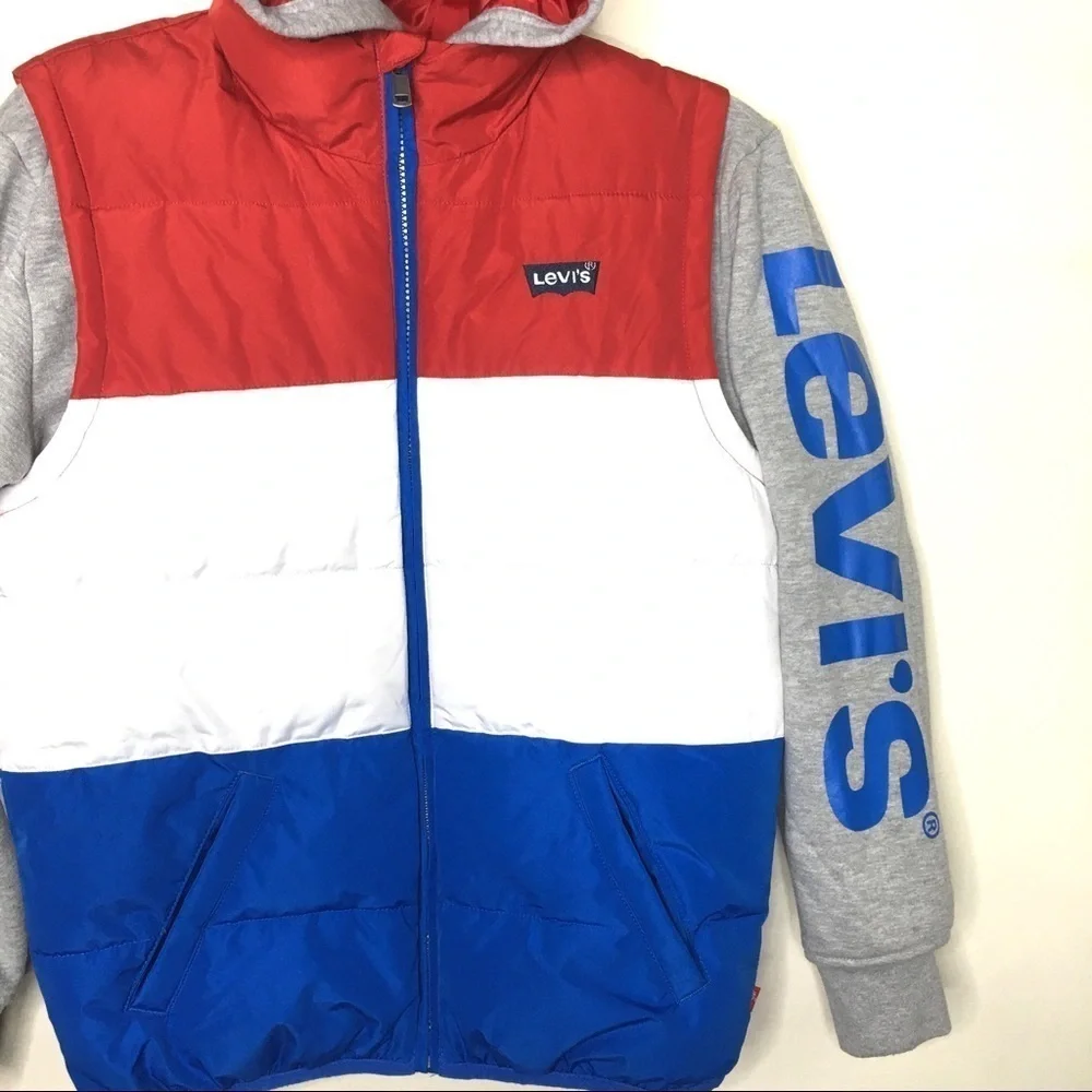 Levi’s‎ Boys Colorblock Logo Puffer Fleece Hoodie Jacket